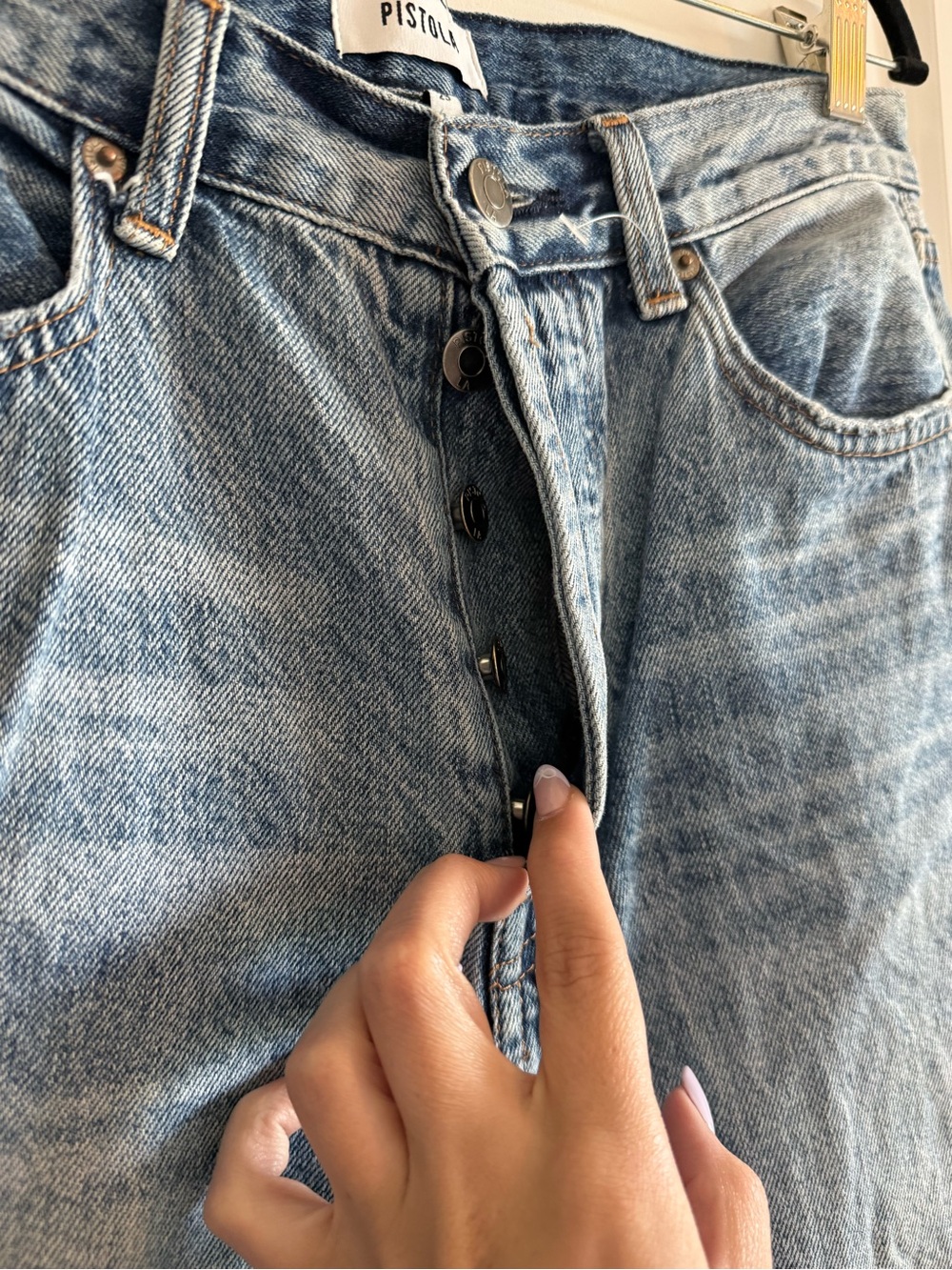 Pilcro Women's Straight Leg Ripped Blue Jeans - Picture 3 of 4